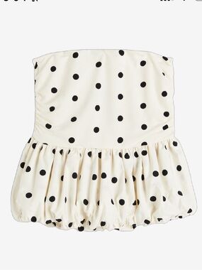 Divided Cream Top with Black Polka Dots